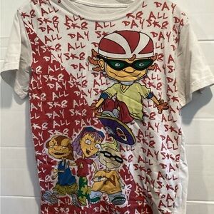 Vintage Boys Nickelodeon Rocket power Red and White Kids Graphic T-Shirtsize 14
